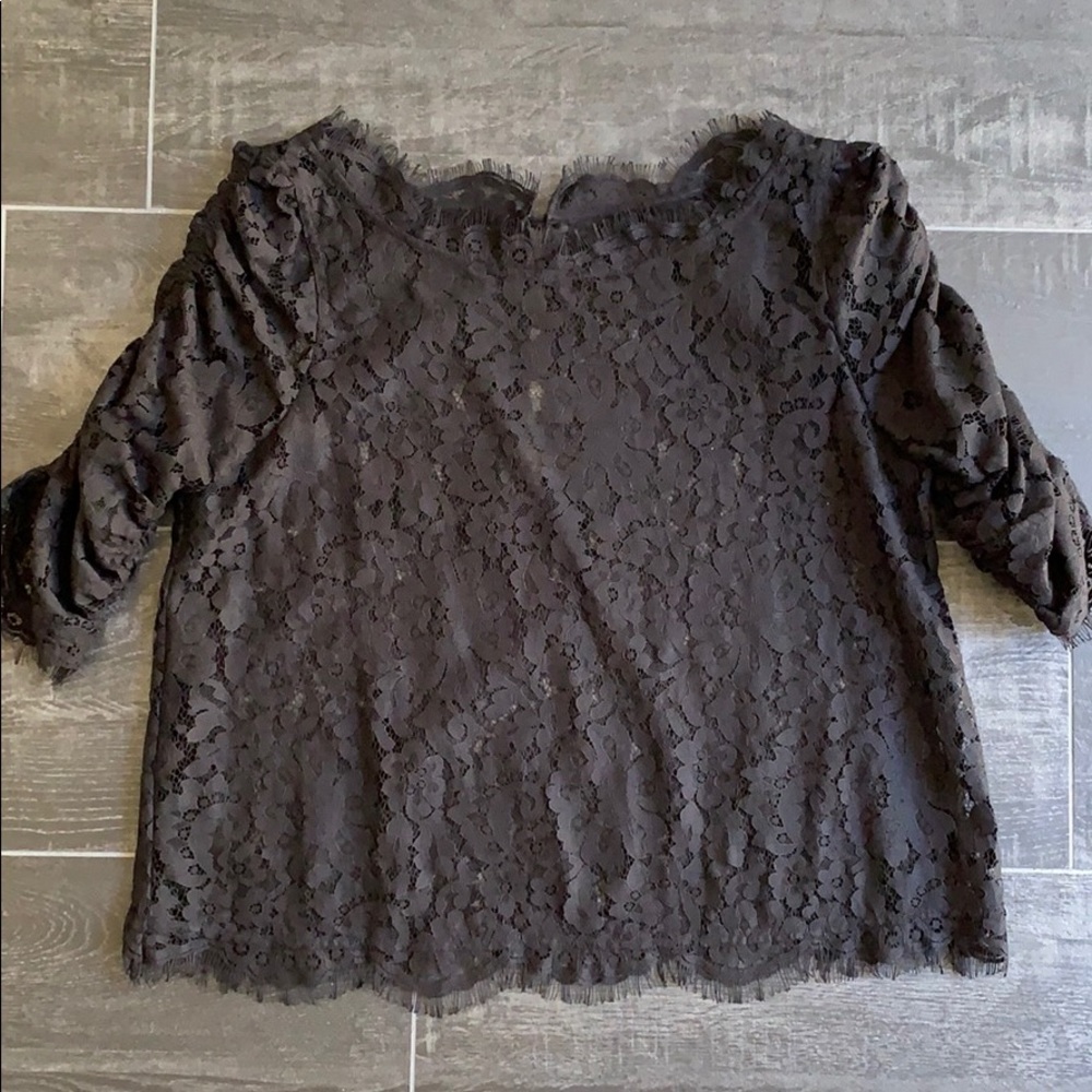 Black Lace 3/4 Sleeve Top, NO TAG - Size Small?